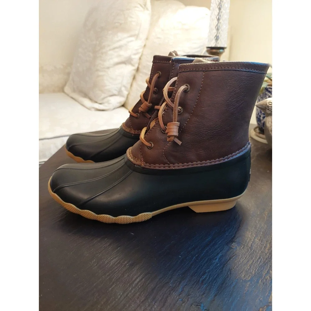 Sperry Top-Sider Saltwater Duck Boot Brown Rain Boots Size 6M Girls/7.5M Wms NEW